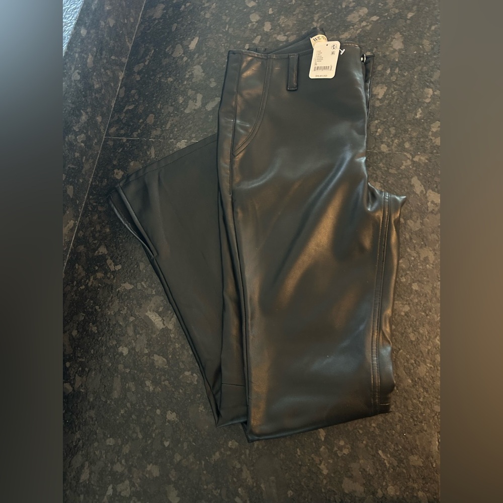 We The Free Black Faux Leather Flare Pants